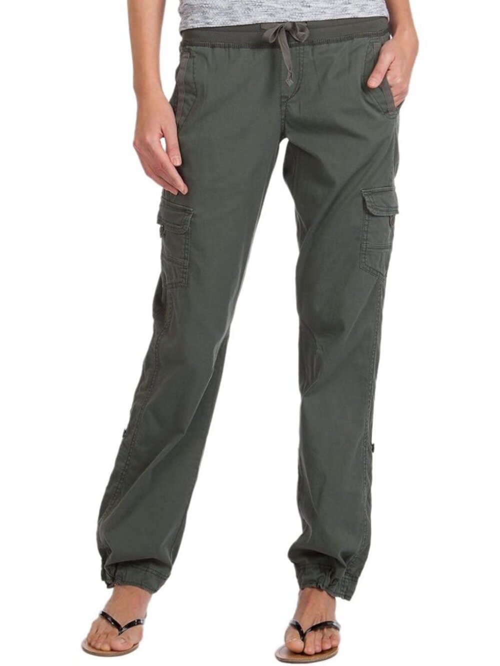 Supplies by Lazer Charcoal Grey Elastic Waist Roll Tab Cargo Jogger Pants 8